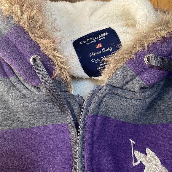 US Polo Assn. Junior's Striped Fleece Hoodie - Picture 11 of 11